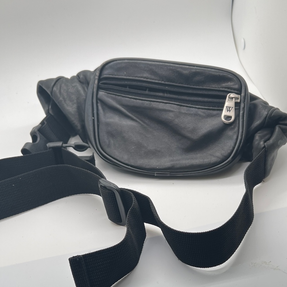 Black Leather Waist Bag